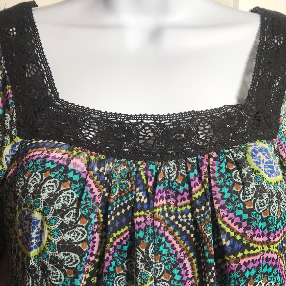 Printed Top with Lace Details
